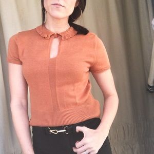 Vintage Burnt Orange Sweater Blouse
